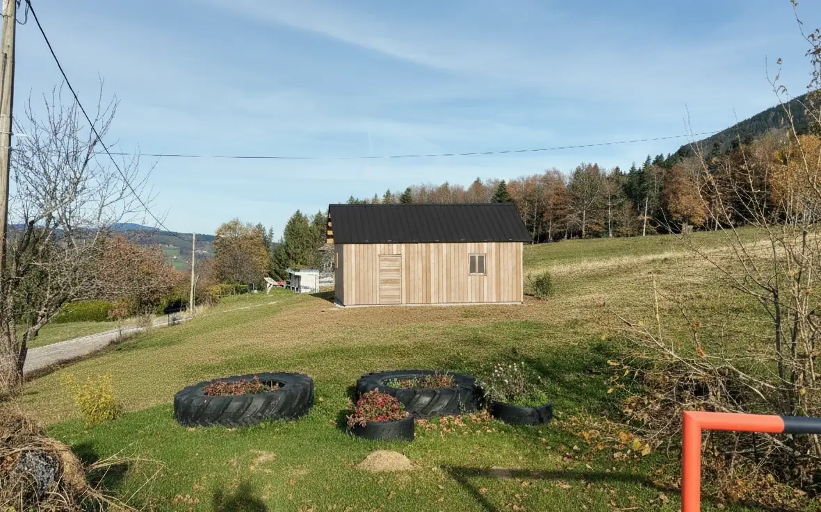 Garage bois – Insertion dans la photo du terrain