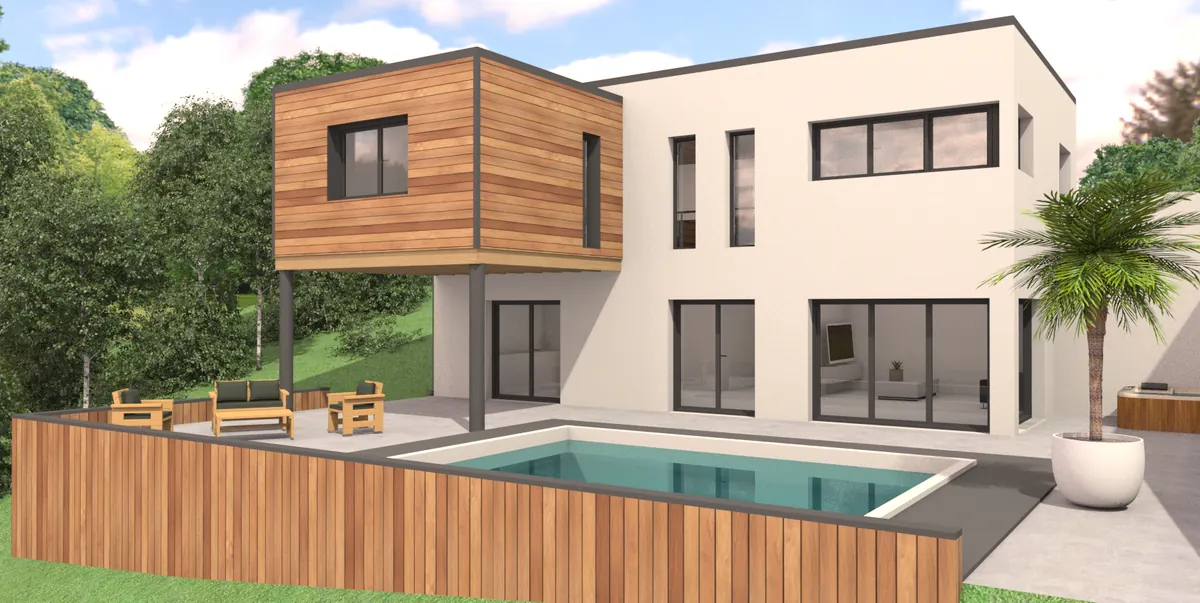 Maison contemporaine – Rendu réaliste